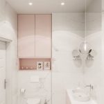 Розовый шкаф в ванной