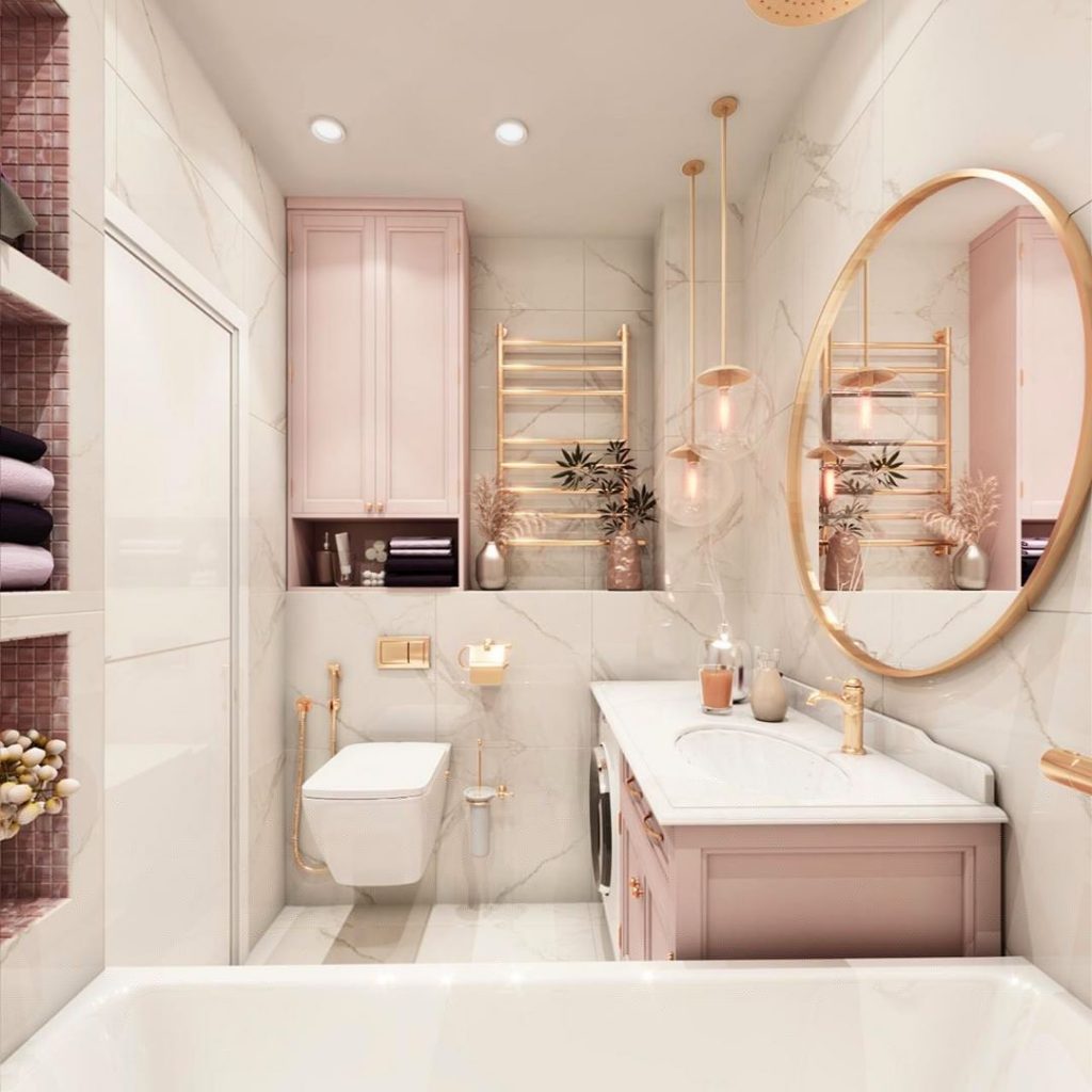 Дизайн ванной комнаты со стиральной и сушильной машиной