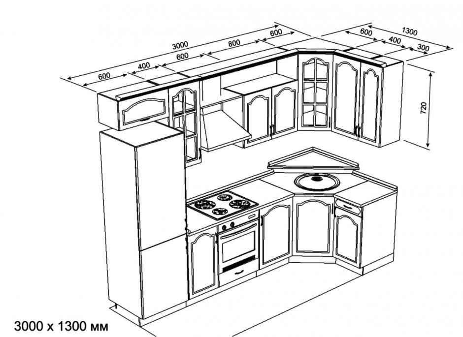 угловой модуль для кухни размеры
