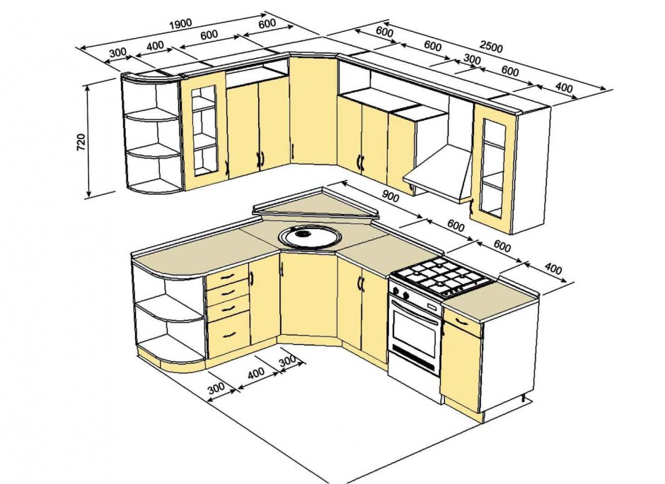 кухни угловые большие для частных домов