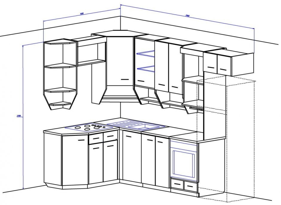 схема кухни угловой