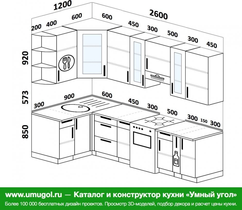 стандартная угловая кухня