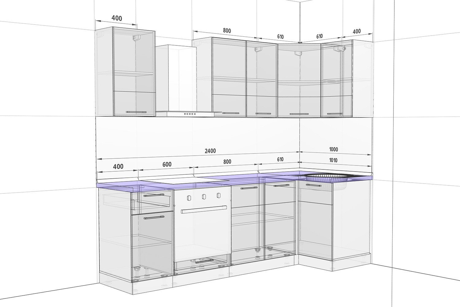 Стелла 3,01х1,41 м модульный кухонный гарнитур