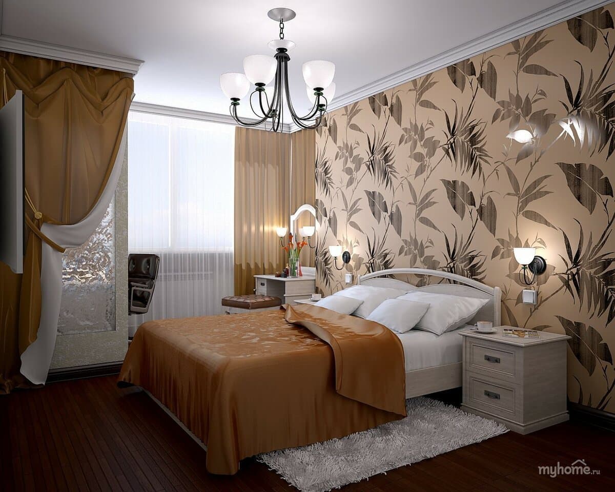 Комната красиво красивая недорого. Интерьер спальной. Спальня с комбинированными обоями. Обои для спальни комбинированные. Дизайн спальни.